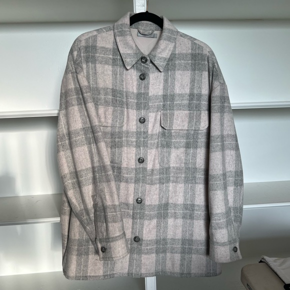VINCE Grey Plaid Utility Coat Jacket - XL - Picture 13 of 13